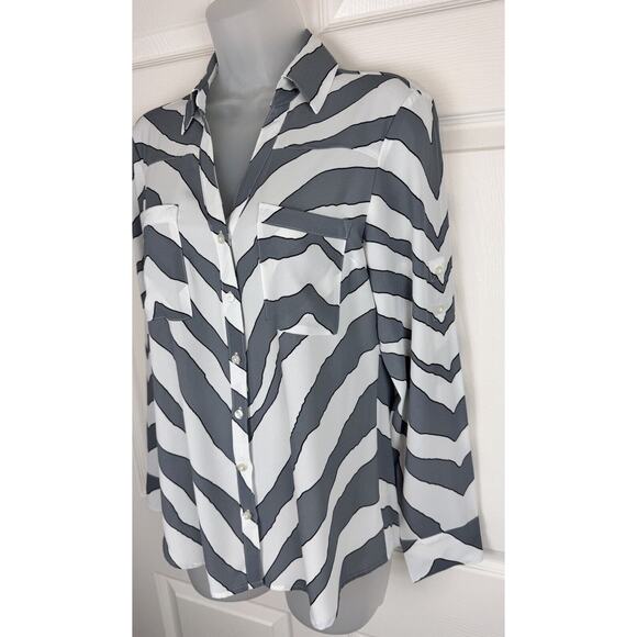 EXPRESS The Portofino Shirt, Zebra Print, Size: S P, Roll Tab Sleeves, 48-023 - Picture 10 of 14